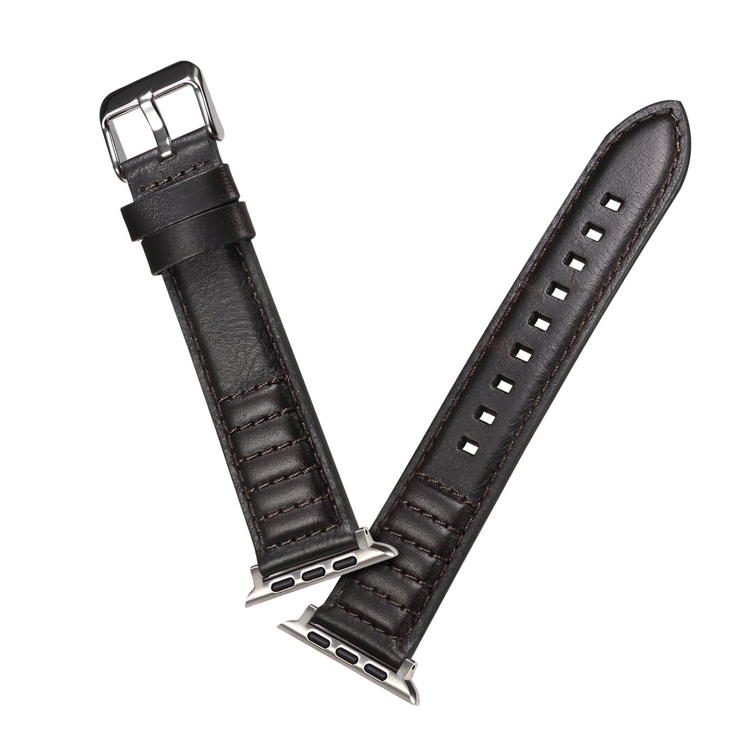 Oil Wax Leren band - Zwart - Geschikt voor Apple Watch 38mm / 40mm / 41mm&nbsp;/ 42mm