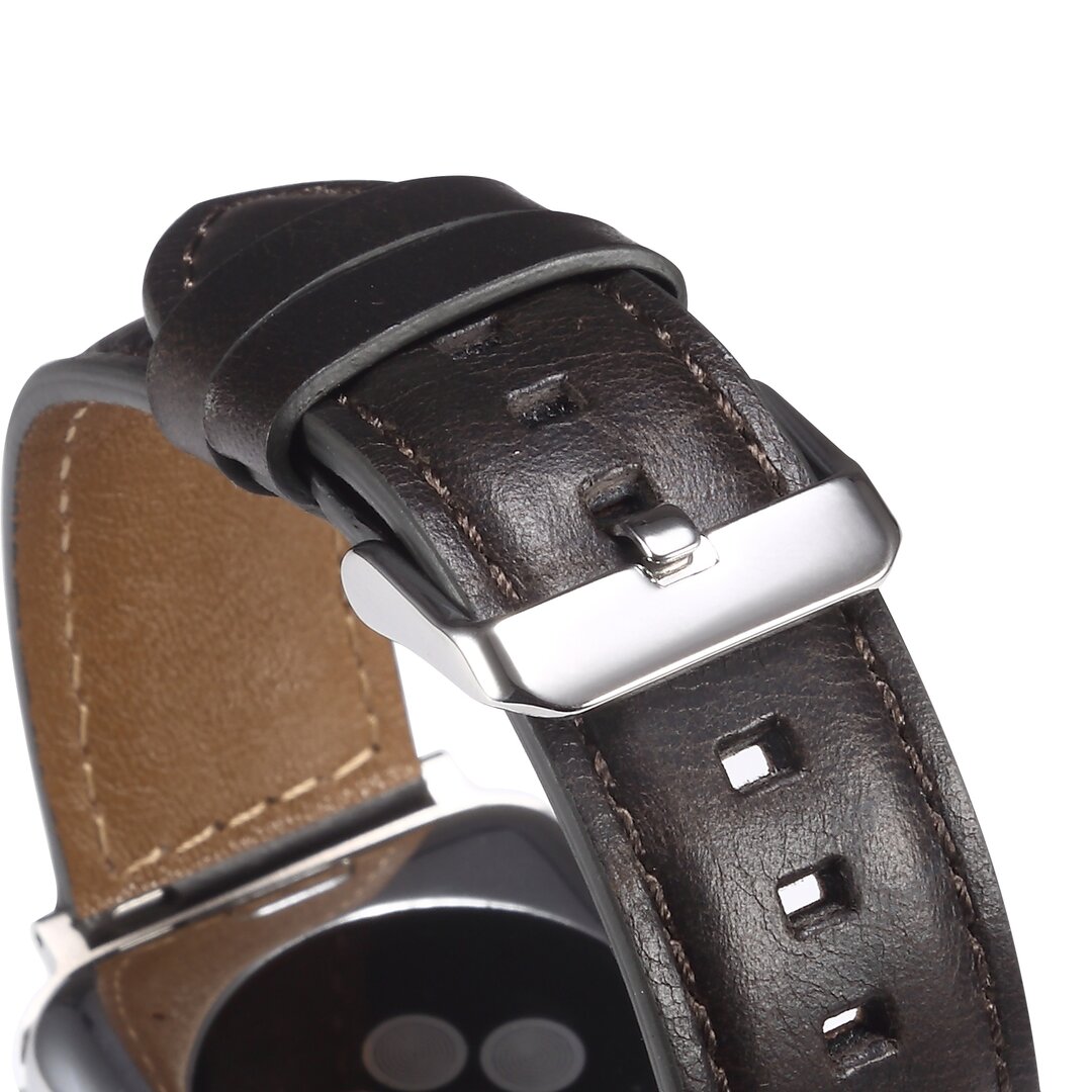 Oil Wax Leren band - Zwart - Geschikt voor Apple Watch 38mm / 40mm / 41mm&nbsp;/ 42mm