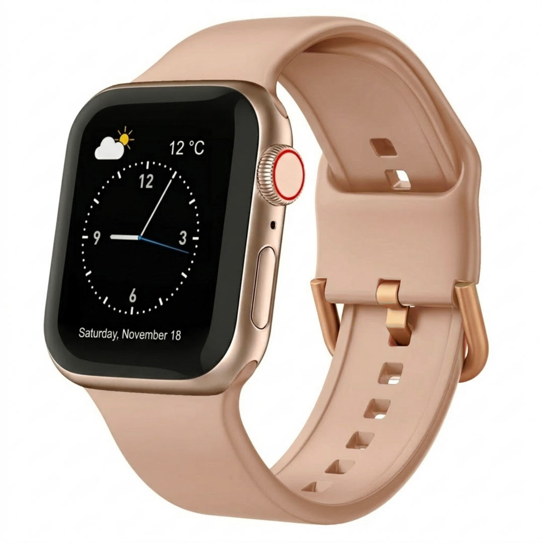 Soft siliconen bandje met gespsluiting - Cappuccino - Geschikt voor Apple Watch 38mm / 40mm / 41mm / 42mm