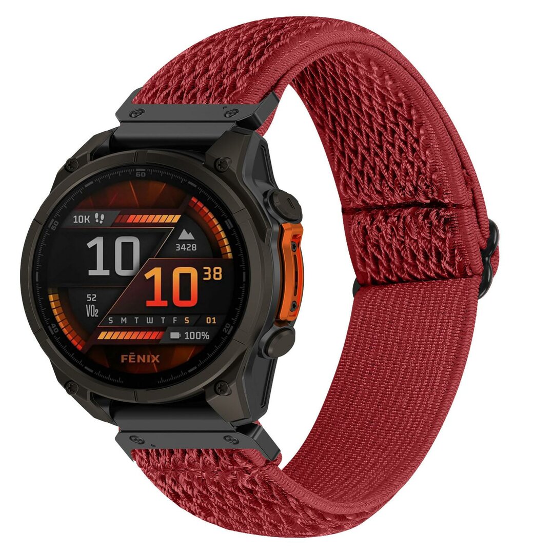 Elastische Solo Loop nylon bandje - Rood - Garmin Quatix 8 - 51mm