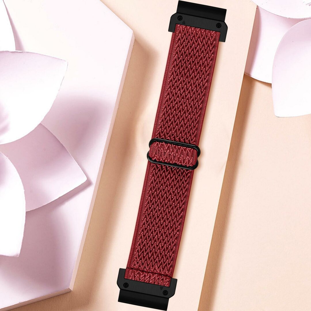 Elastische Solo Loop nylon bandje - Rood - Garmin Quatix 8 - 51mm