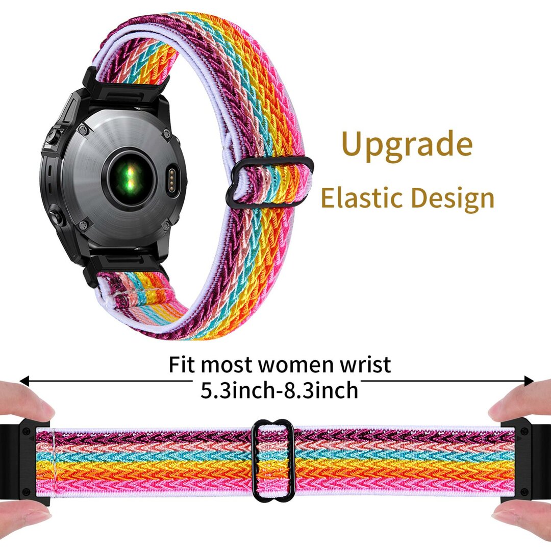 Elastische Solo Loop nylon bandje - Multicolor - Garmin Quatix 8 - 51mm