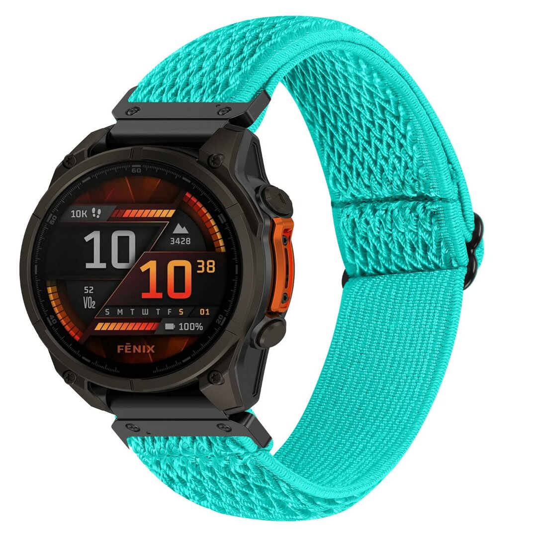 Elastische Solo Loop nylon bandje - Mintgroen - Garmin Quatix 8 - 51mm