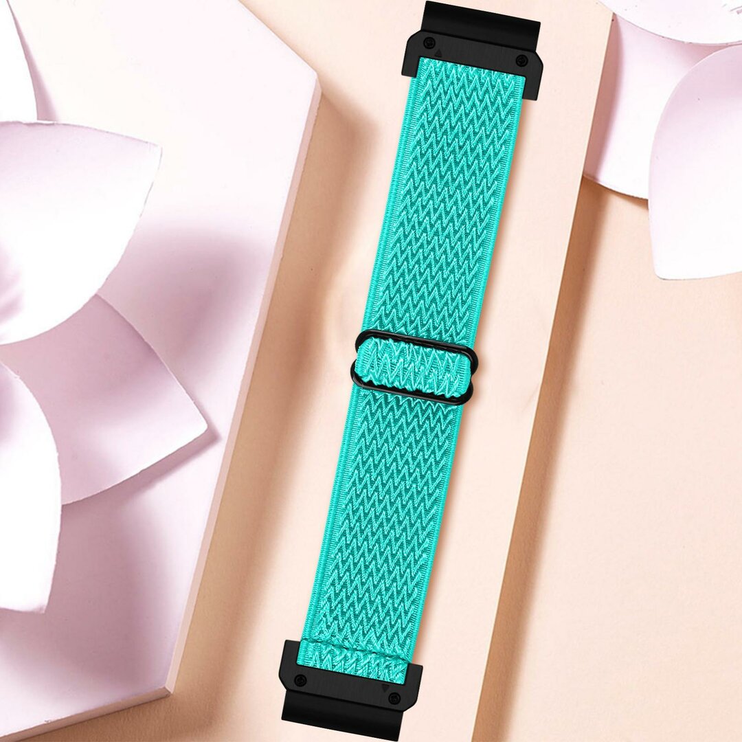 Elastische Solo Loop nylon bandje - Mintgroen - Garmin Quatix 8 - 51mm