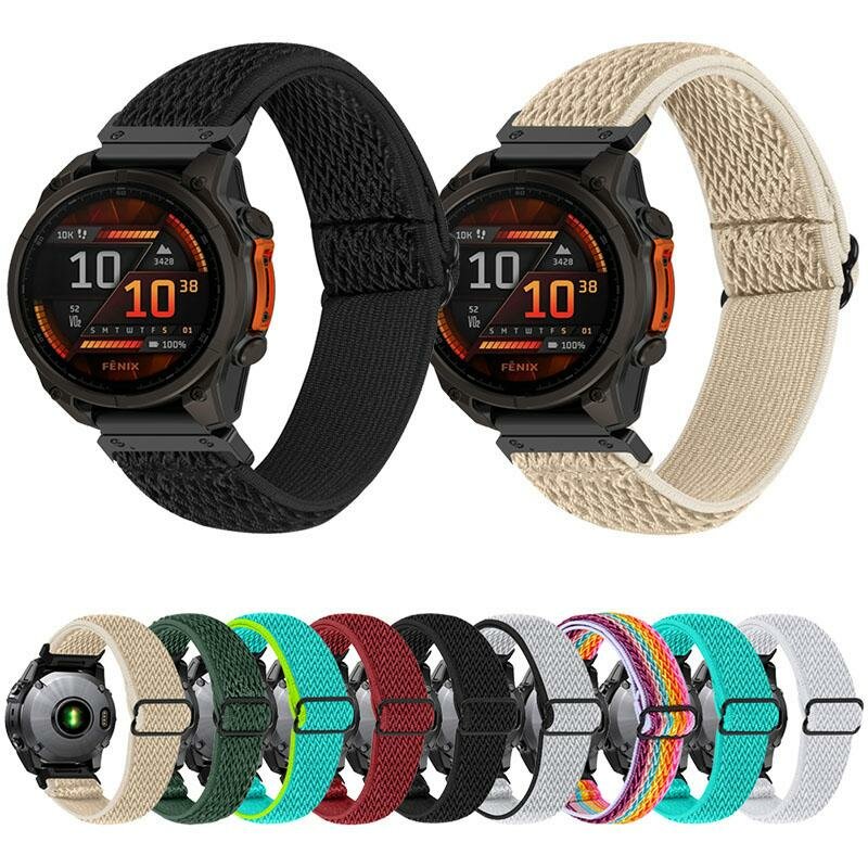 Elastische Solo Loop nylon bandje - Mintgroen - Garmin Quatix 8 - 51mm