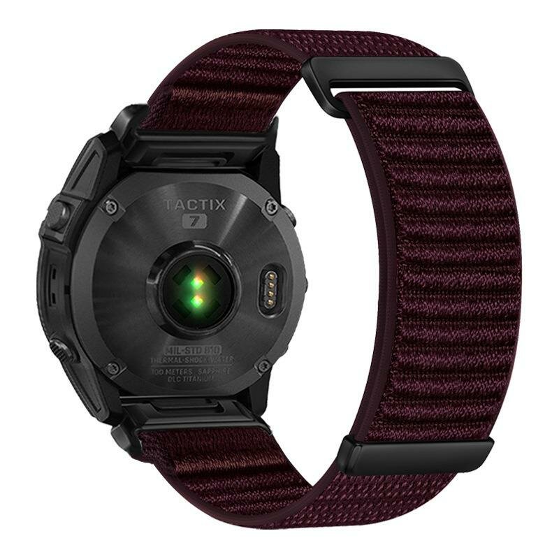 Nylon Sport Loop bandje - Aubergine - Garmin Quatix 8 - 51mm