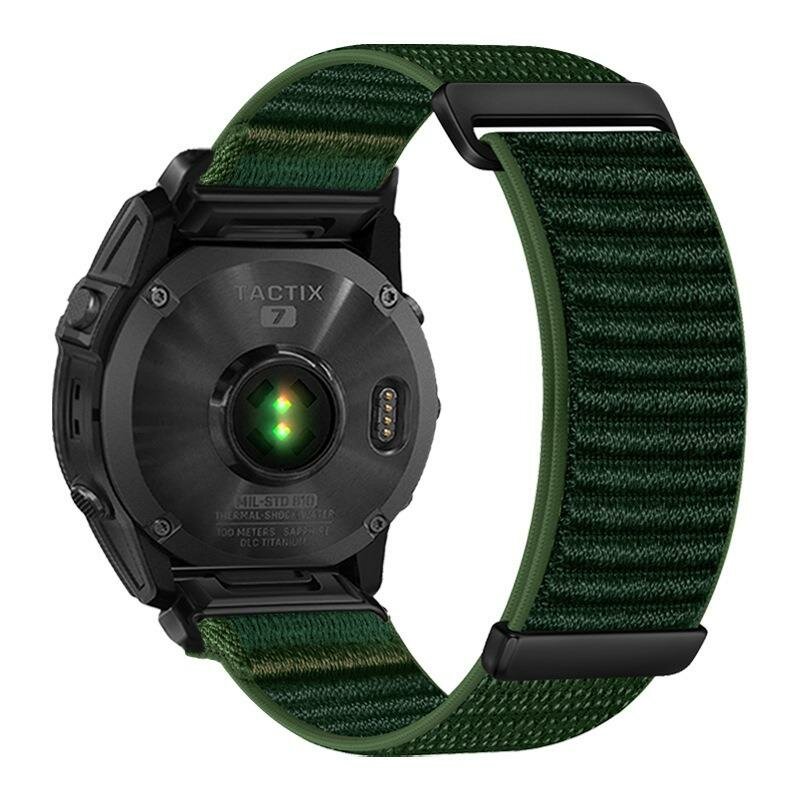 Nylon Sport Loop bandje - Donkergroen - Garmin Quatix 8 - 51mm