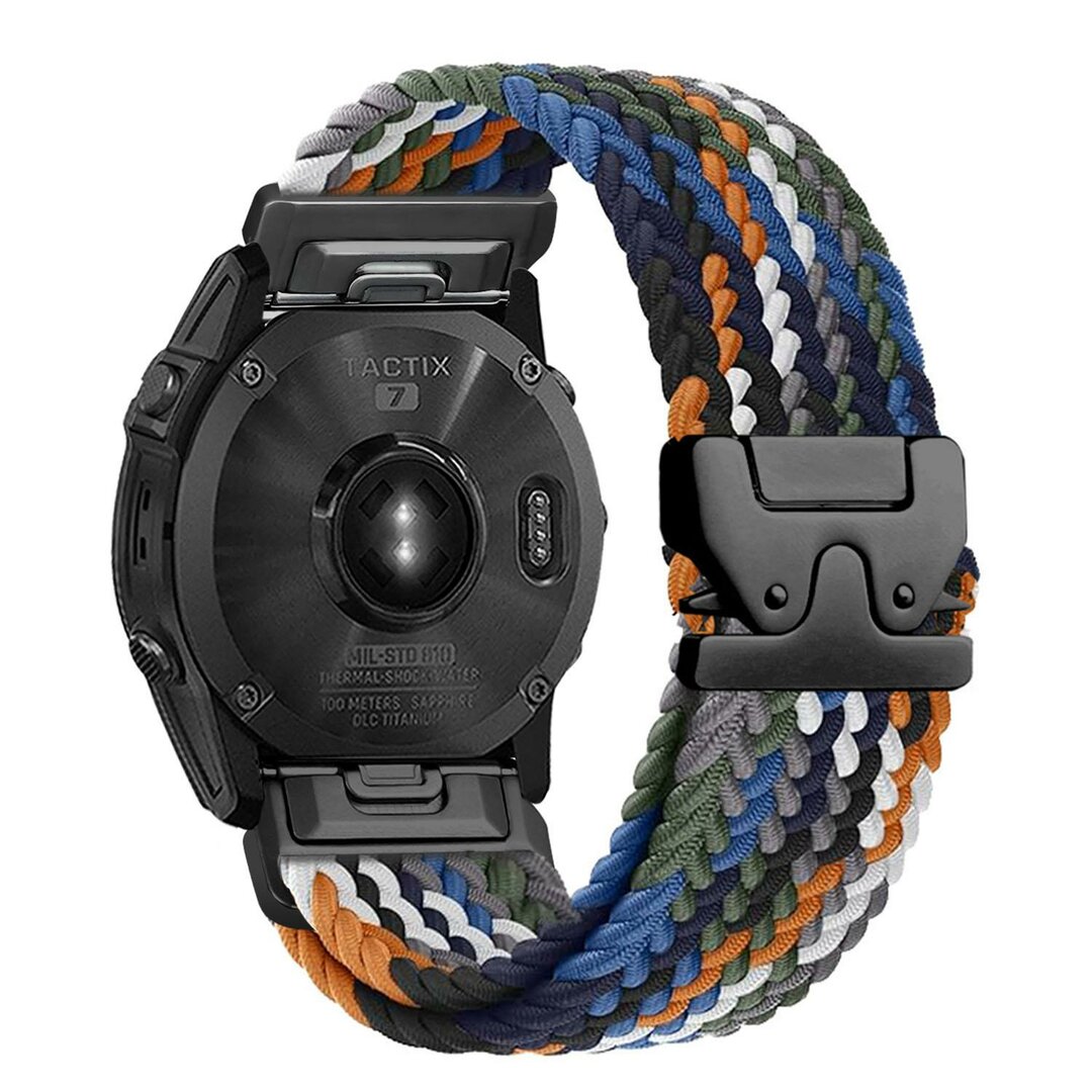Braided nylon band met parachute sluiting - Multicolor Dark - Garmin Quatix 8 - 51mm