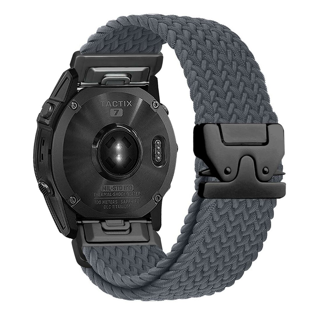 Braided nylon band met parachute sluiting - Grijs - Garmin Quatix 8 - 51mm