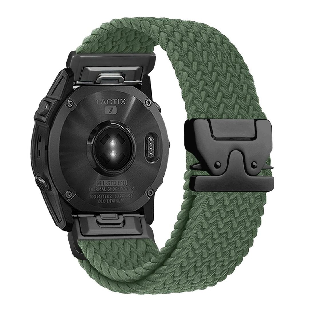 Braided nylon band met parachute sluiting - Groen - Garmin Quatix 8 - 51mm