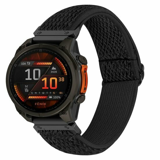Elastische Solo Loop nylon bandje - Zwart - Garmin Tactix 8 - 51mm