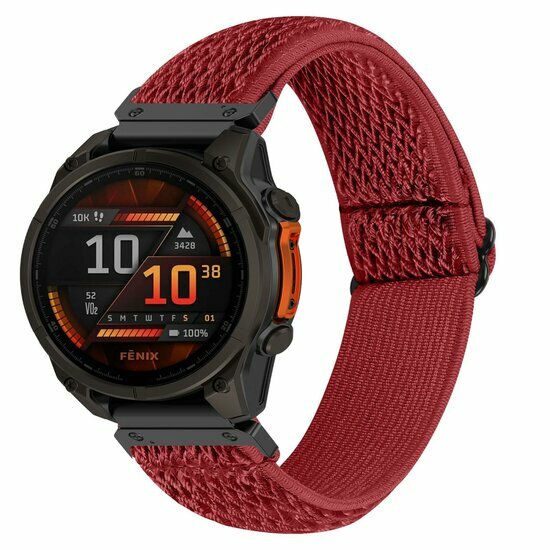 Elastische Solo Loop nylon bandje - Rood - Garmin Tactix 8 - 51mm