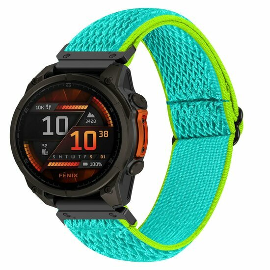 Elastische Solo Loop nylon bandje - Mintgroen met groen - Garmin Tactix 8 - 51mm