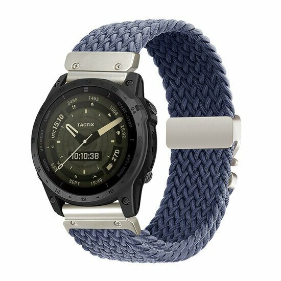 Braided nylon band met parachute sluiting - Blauwgrijs - Garmin Tactix 8 - 51mm