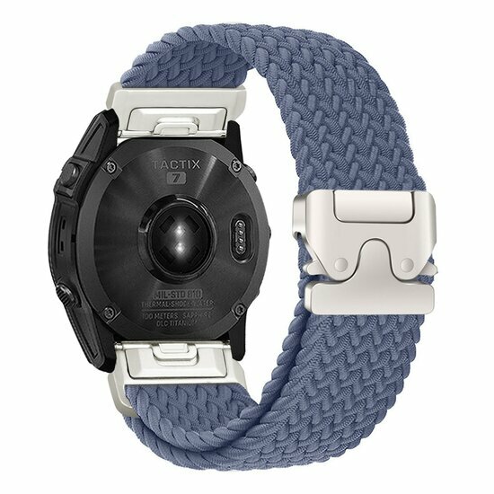 Braided nylon band met parachute sluiting - Blauwgrijs - Garmin Tactix 8 - 51mm