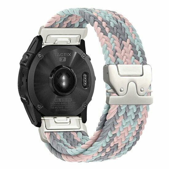 Braided nylon band met parachute sluiting - Multicolor Pastel - Garmin Tactix 8 - 51mm