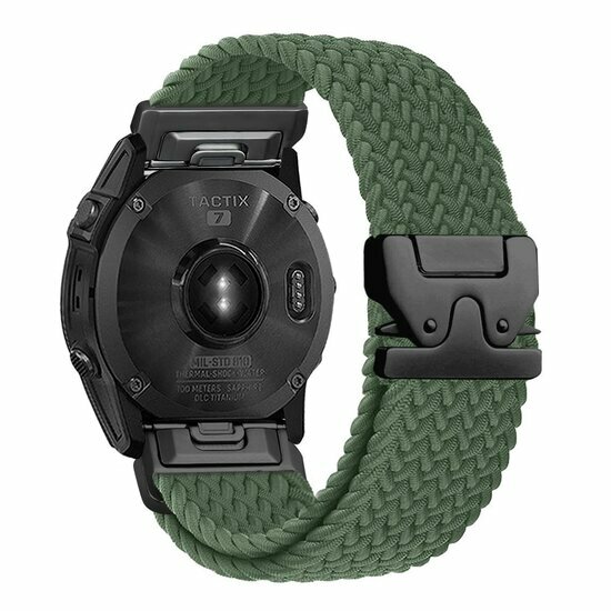 Braided nylon band met parachute sluiting - Groen - Garmin Tactix 8 - 51mm