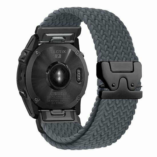 Braided nylon band met parachute sluiting - Grijs - Garmin Tactix 8 - 51mm