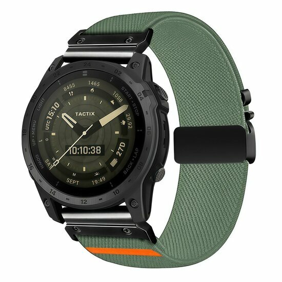 Nylon bandje met parachute sluiting - Groen - Garmin Tactix 8 - 51mm