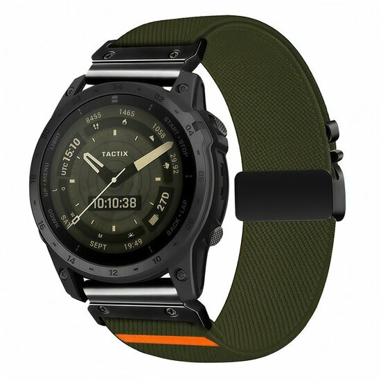 Nylon bandje met parachute sluiting - Donkergroen - Garmin Tactix 8 - 51mm