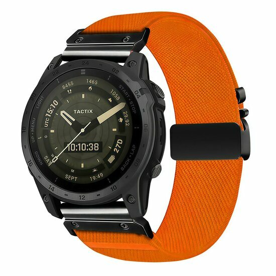 Nylon bandje met parachute sluiting - Oranje - Garmin Tactix 8 - 51mm