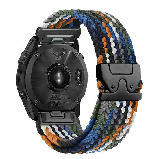 Braided nylon band met parachute sluiting - Multicolor Dark - Garmin Instinct 3 - 50mm