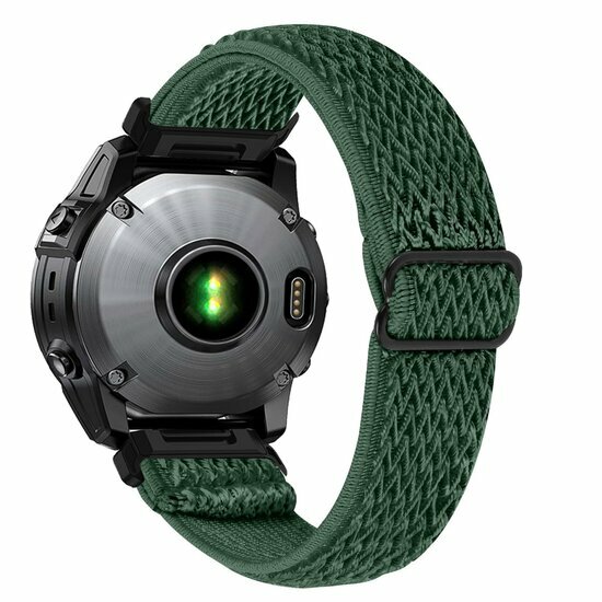 Elastische Solo Loop nylon bandje - Donkergroen - Garmin Tactix 8 - 51mm