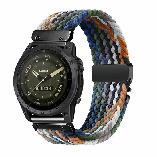 Braided nylon band met parachute sluiting - Multicolor Dark - Garmin Quatix 8 - 47mm