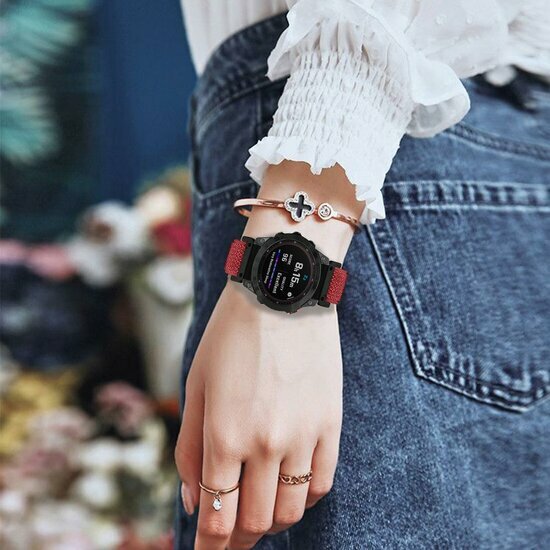 Elastische Solo Loop nylon bandje - Rood - Garmin Forerunner 745 / 935 / 945 / 955 / 965