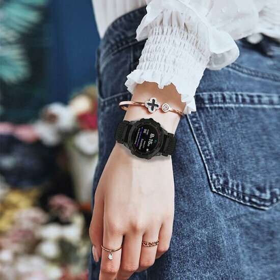 Elastische Solo Loop nylon bandje - Zwart - Garmin Fenix 8 / 8 Pro - 47mm