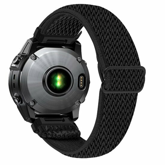 Elastische Solo Loop nylon bandje - Zwart - Garmin Tactix 8 - 47mm