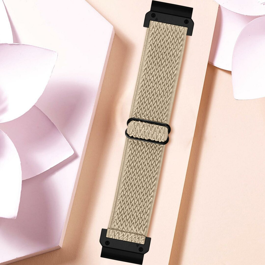 Elastische Solo Loop nylon bandje - Beige - Garmin Quatix 8 - 51mm