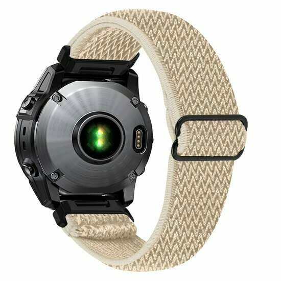 Elastische Solo Loop nylon bandje - Beige - Garmin Tactix 8 - 51mm