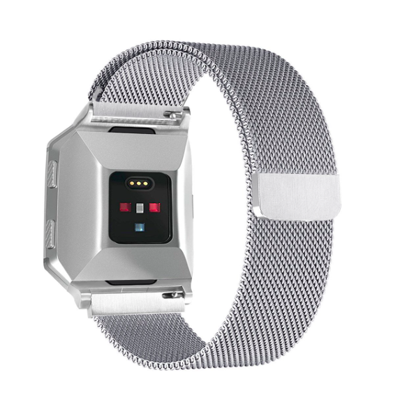 Fitbit Ionic Milanese bandje - Maat: Large - Zilver