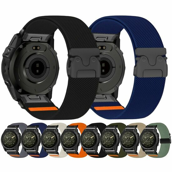 Nylon bandje met parachute sluiting - Zwart - Garmin Fenix 8 / 8 Pro - 47mm