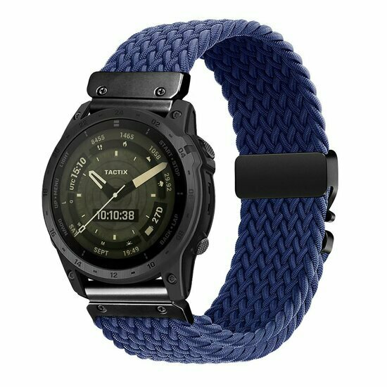 Braided nylon band met parachute sluiting - Blauw - Garmin Instinct E - 40mm