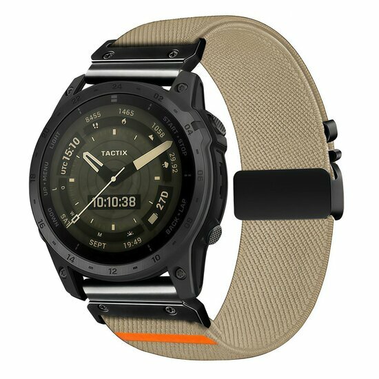 Nylon bandje met parachute sluiting - Beige - Garmin Tactix 8 - 47mm