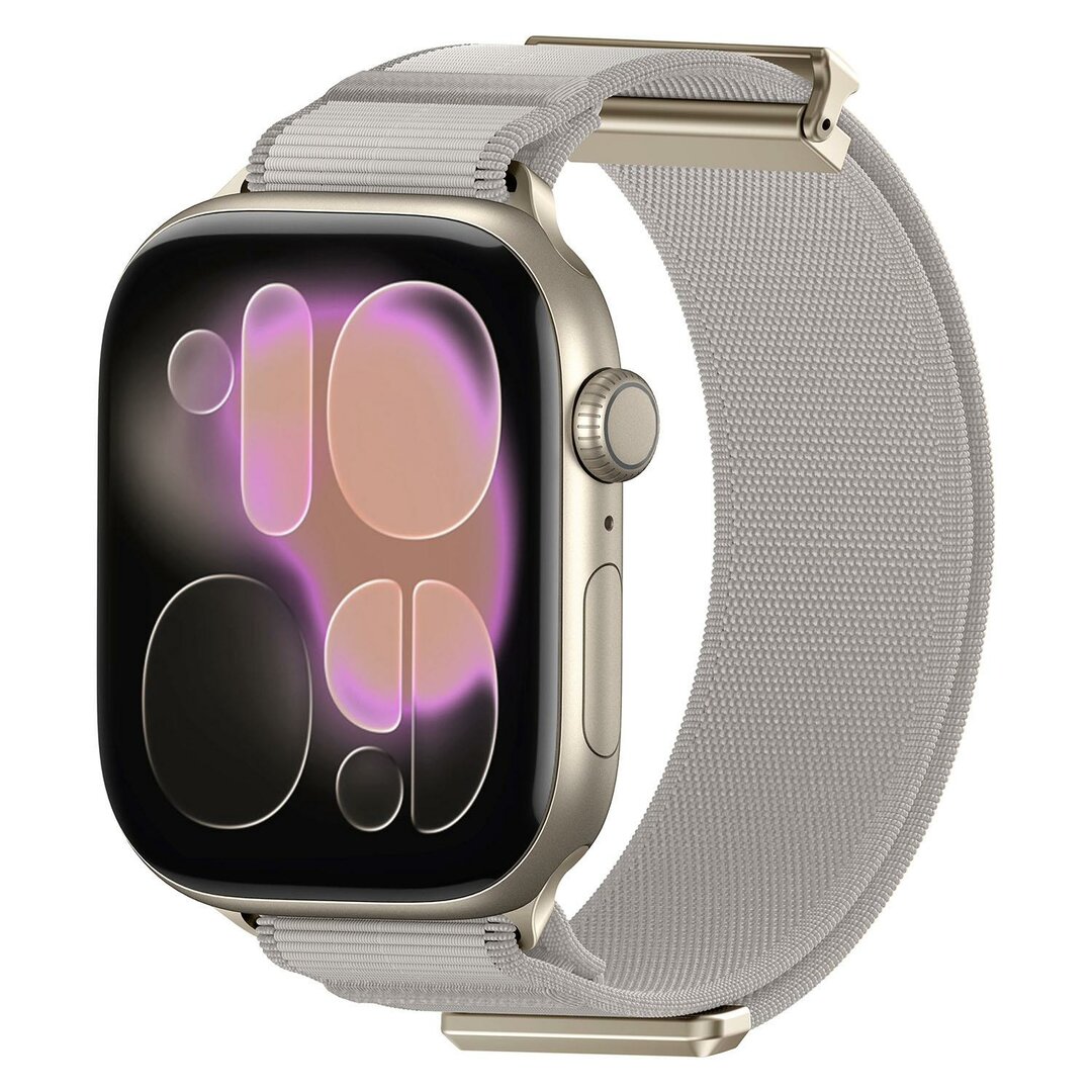 Magnetische nylon bandje - Zandgrijs - Geschikt voor Apple Watch 44mm / 45mm / 46mm / 49mm