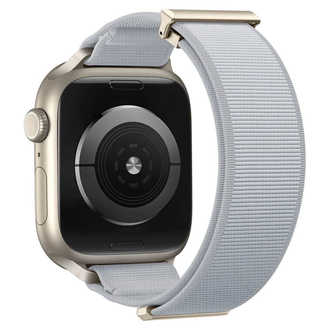 Magnetische nylon bandje - Lichtgrijs - Geschikt voor Apple Watch 44mm / 45mm / 46mm / 49mm