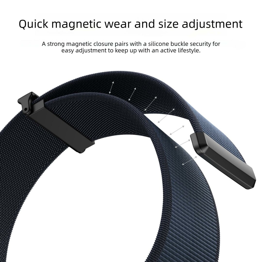 Magnetische nylon bandje - Lichtgrijs - Geschikt voor Apple Watch 44mm / 45mm / 46mm / 49mm