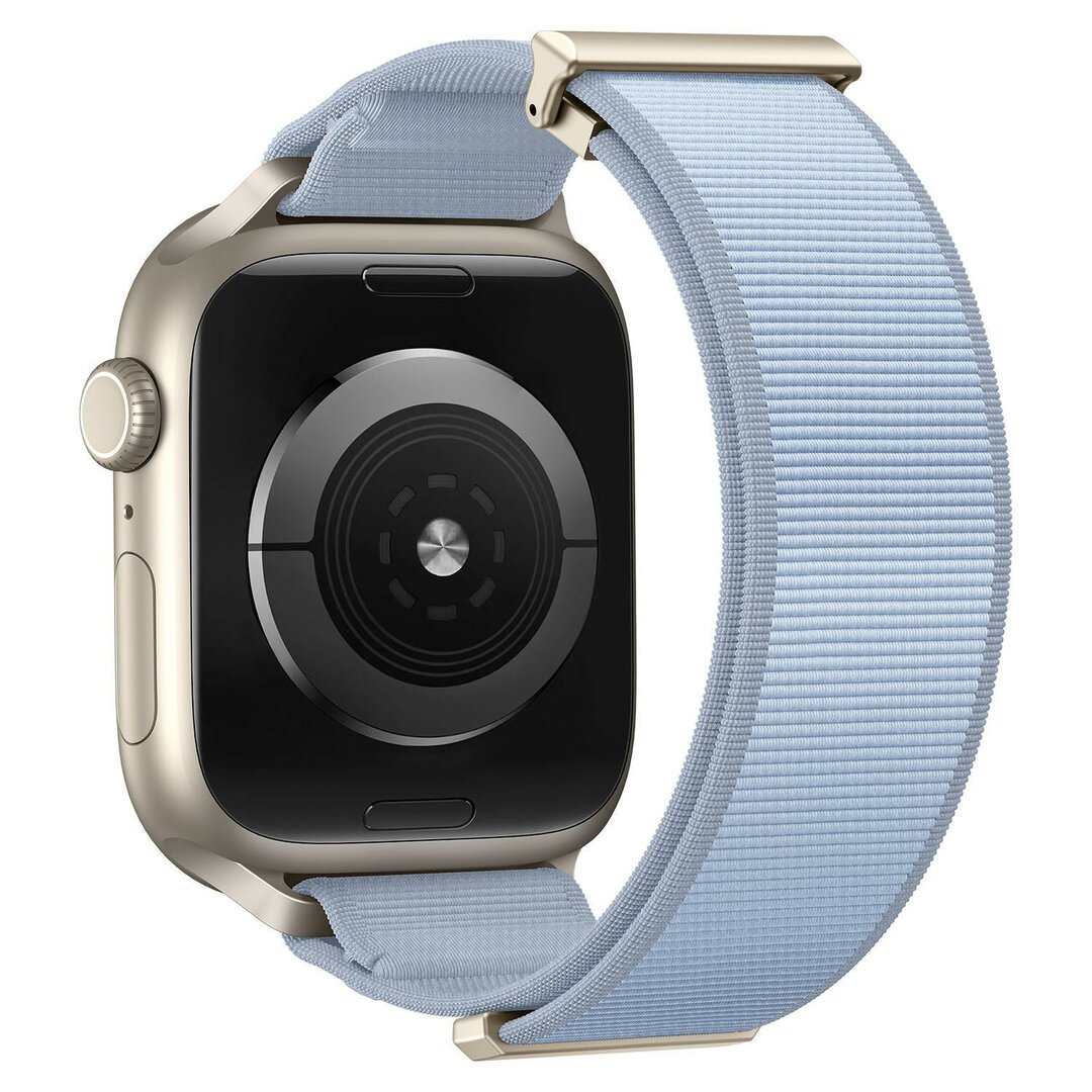 Magnetische nylon bandje - Lichtblauw - Geschikt voor Apple Watch 44mm / 45mm / 46mm / 49mm
