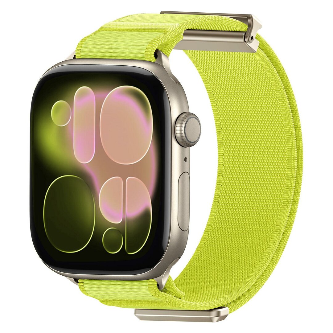 Magnetische nylon bandje - Lime groen - Geschikt voor Apple Watch 44mm / 45mm / 46mm / 49mm