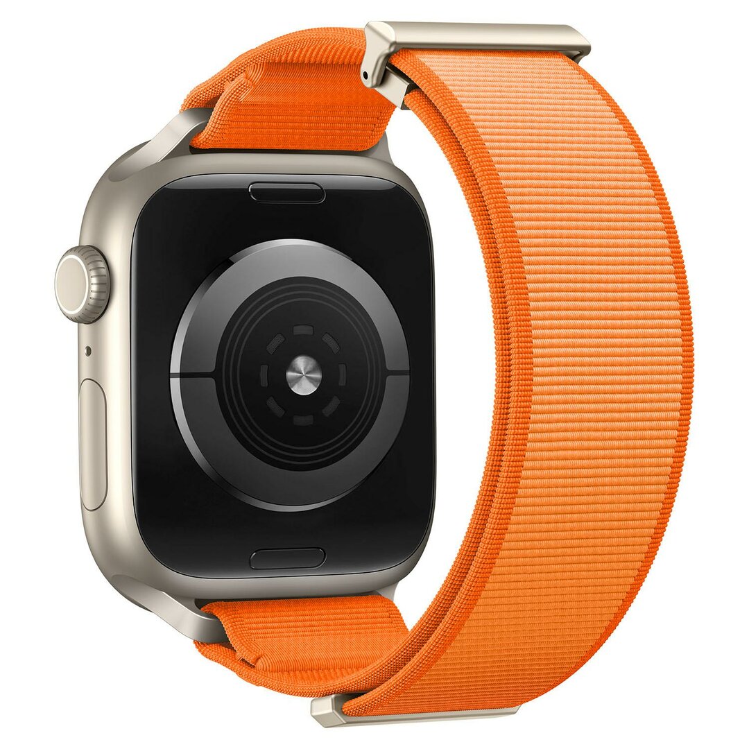 Magnetische nylon bandje - Oranje - Geschikt voor Apple Watch 44mm / 45mm / 46mm / 49mm