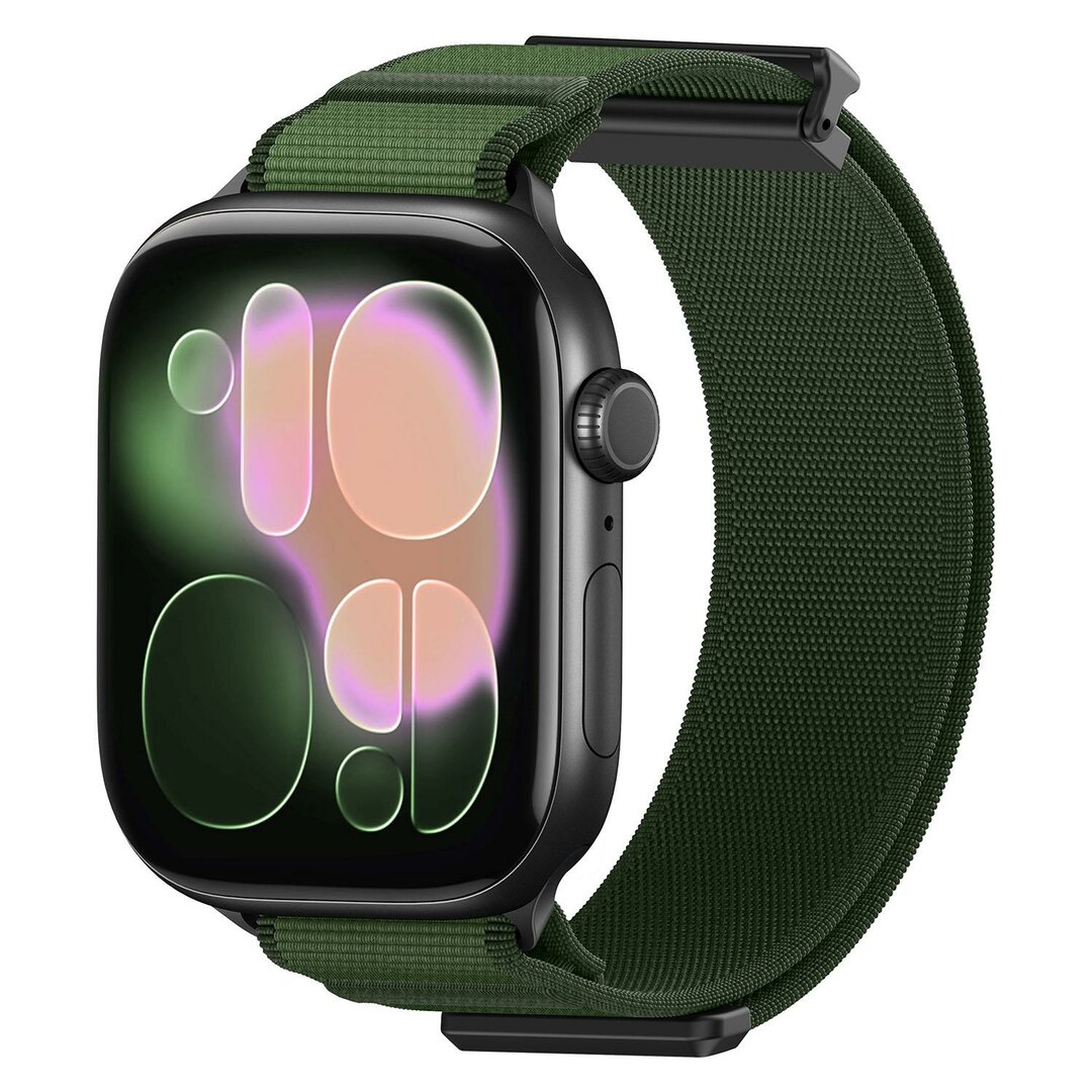 Magnetische nylon bandje - Groen - Geschikt voor Apple Watch 44mm / 45mm / 46mm / 49mm