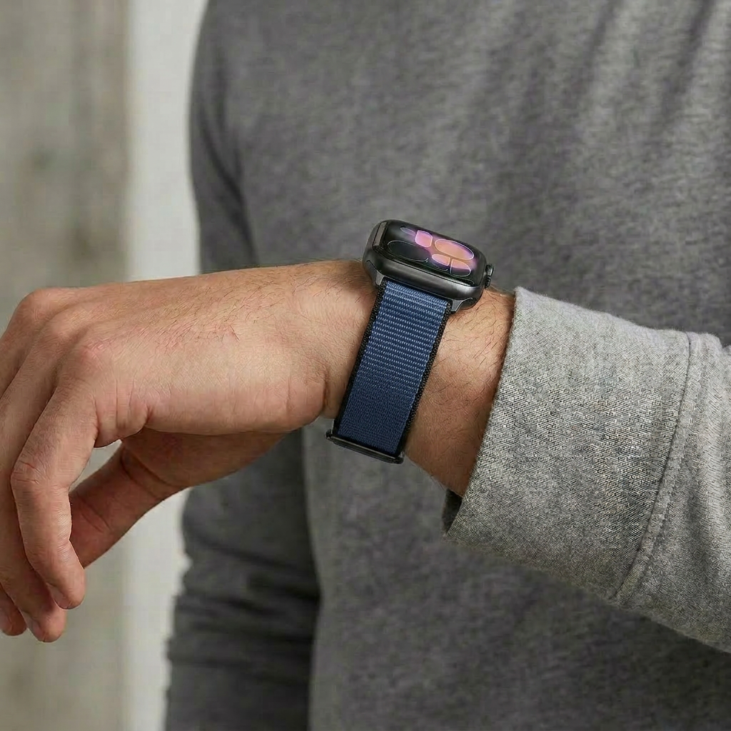 Magnetische nylon bandje - Blauw - Geschikt voor Apple Watch 44mm / 45mm / 46mm / 49mm