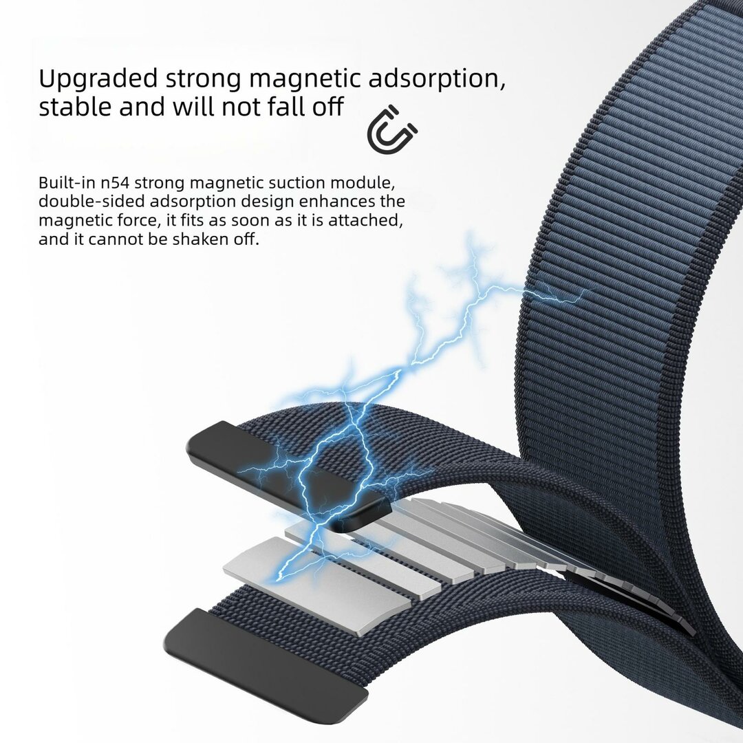 Magnetische nylon bandje - Blauw - Geschikt voor Apple Watch 44mm / 45mm / 46mm / 49mm