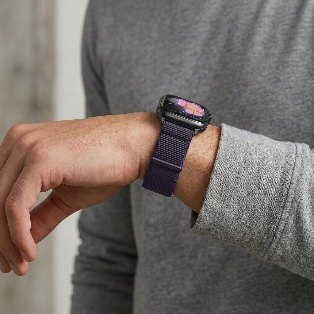Magnetische nylon bandje - Paars - Geschikt voor Apple Watch 44mm / 45mm / 46mm / 49mm