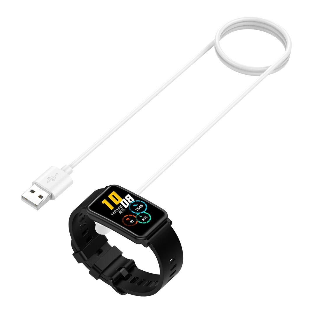 Oplader / Oplaadkabel - Geschikt voor Huawei Watch Fit 5 / 4 / 3 / 2 / 1 / Fit New / Fit Mini - Huawei Honor Band - Huawei Band 9 / 8 / 7 / 6 - USB aansluiting - 1 meter - Wit