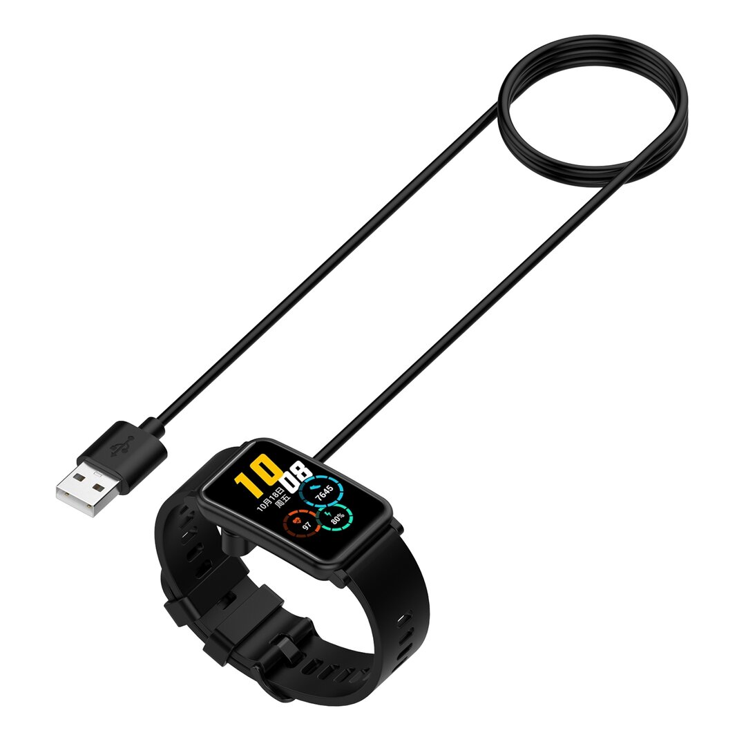 Oplader / Oplaadkabel - Geschikt voor Huawei Watch Fit 5 / 4 / 3 / 2 / 1 / Fit New / Fit Mini - Huawei Honor Band - Huawei Band 9 / 8 / 7 / 6 - USB aansluiting - 1 meter - Zwart