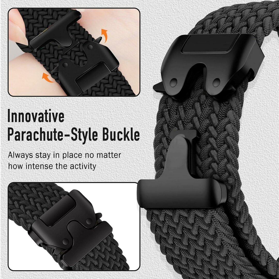 Braided nylon band met parachute sluiting - Groen - Garmin Quatix 8 - 51mm